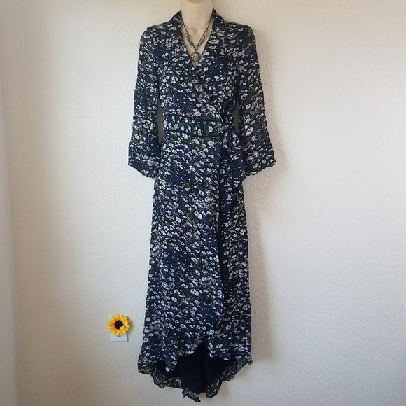 Ganni Floral Print Georgette Wrap Dress - Picture 3 of 12
